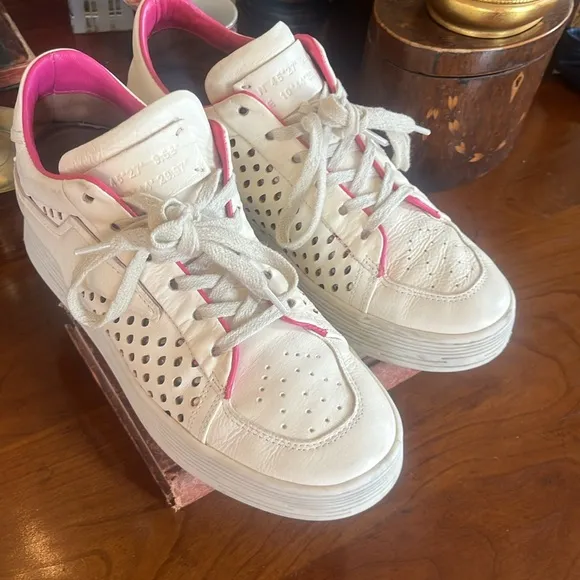 A.S.98 womens adrian sneakers White Leather Perforated Platform Insole