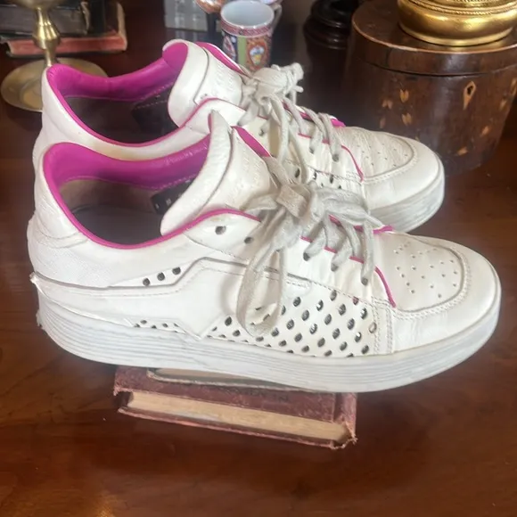 A.S.98 womens adrian sneakers White Leather Perforated Platform Insole
