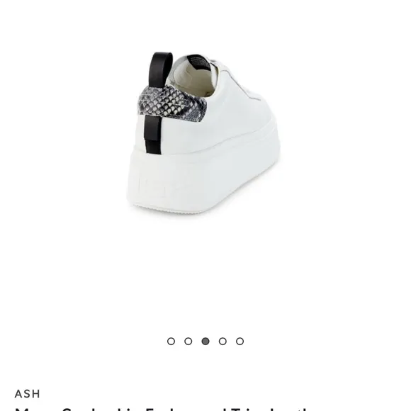 Ash Move Snakeskin Embossed Trim Leather Sneakers White Color Platform Leather 9