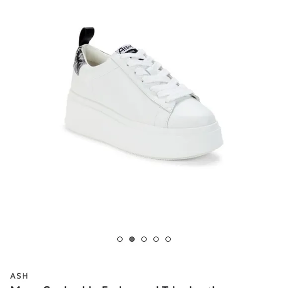 Ash Move Snakeskin Embossed Trim Leather Sneakers White Color Platform Leather 9
