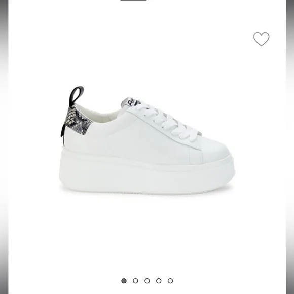 Ash Move Snakeskin Embossed Trim Leather Sneakers White Color Platform Leather 9