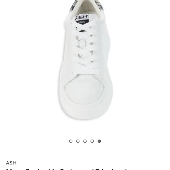 Ash Move Snakeskin Embossed Trim Leather Sneakers White Color Platform Leather 9