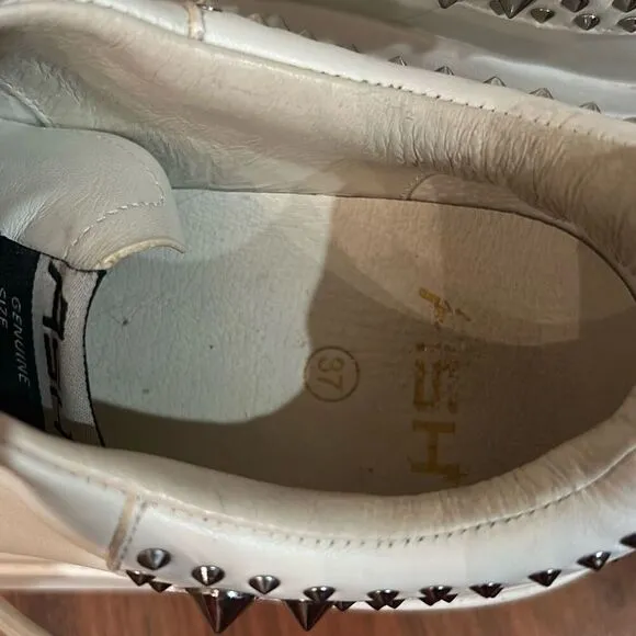 ASH white leather studded platform sneakers size 7