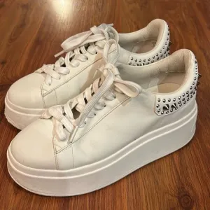 ASH white leather studded platform sneakers size 7