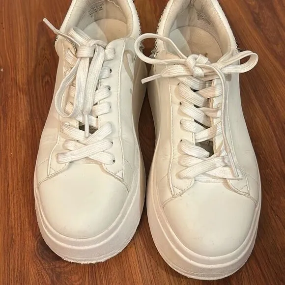 ASH white leather studded platform sneakers size 7