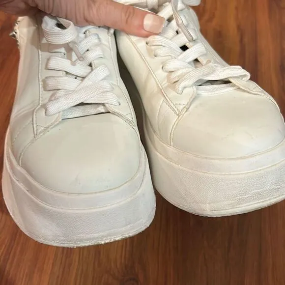 ASH white leather studded platform sneakers size 7