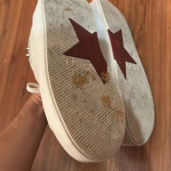 ASH white leather studded platform sneakers size 7