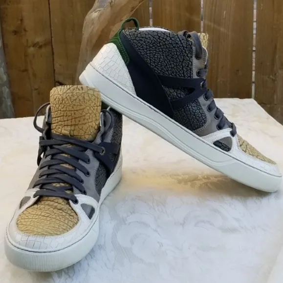 Auth Lanvin Paris high top sneakers tennis shoes