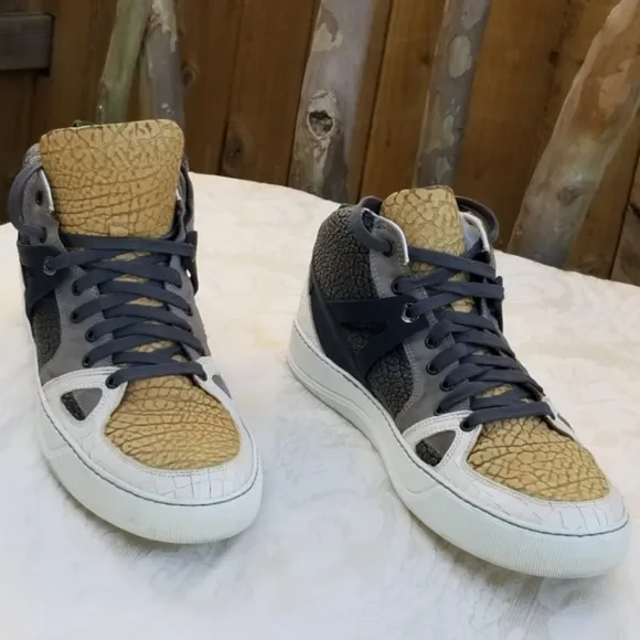 Auth Lanvin Paris high top sneakers tennis shoes