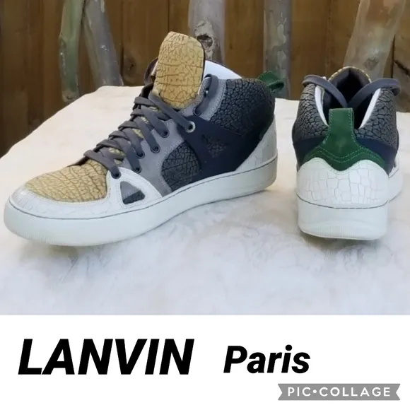 Auth Lanvin Paris high top sneakers tennis shoes