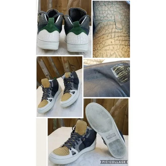 Auth Lanvin Paris high top sneakers tennis shoes