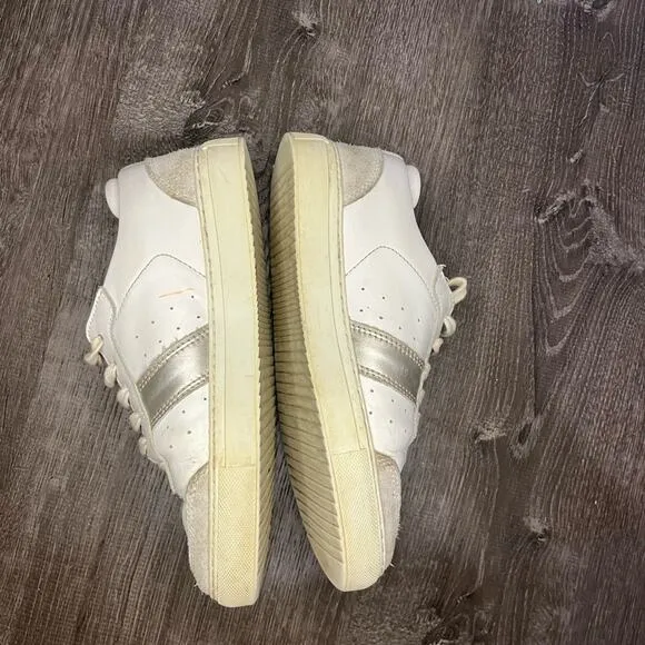 Axel Arigato White and Sliver Leather Platform Sneakers Size 37/6.5