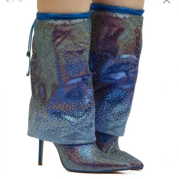 Azalea Wang  Blue Wishful Pointed Toe Bootie