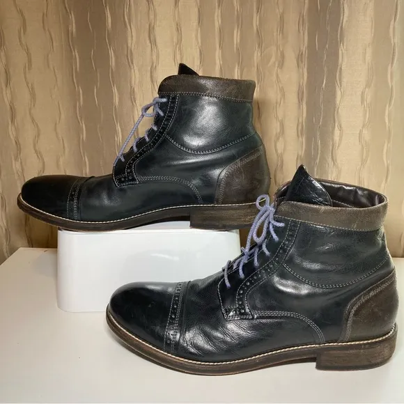 Bacco Bucci Vero Cuoio Men’s 11 Black Brown Italian Leather Ankle Chukka Boot
