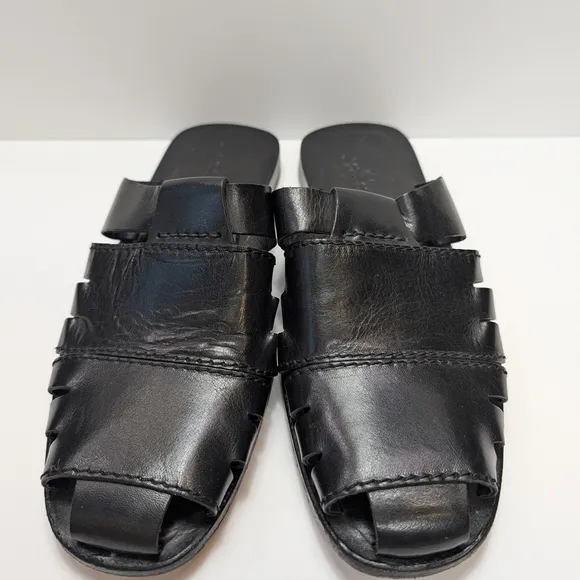 Bachrach Made In Italy Size 9.5 Dress Mule Sandals Shoes Black Leather