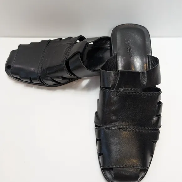 Bachrach Made In Italy Size 9.5 Dress Mule Sandals Shoes Black Leather