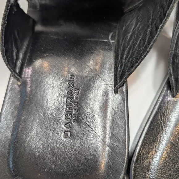 Bachrach Made In Italy Size 9.5 Dress Mule Sandals Shoes Black Leather