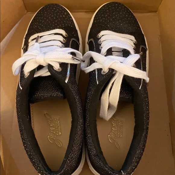 Badgley Mischka black sparkle Ryan sneakers