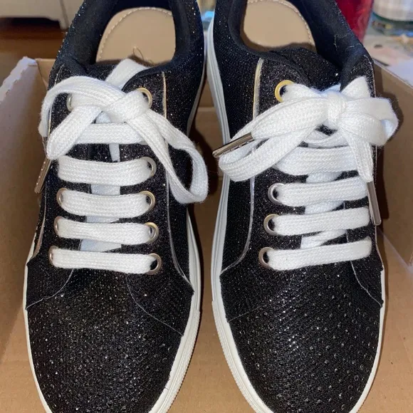 Badgley Mischka black sparkle Ryan sneakers