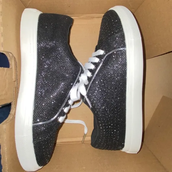 Badgley Mischka black sparkle Ryan sneakers