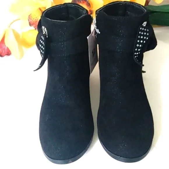 BADGLEY MISCHKA GIRLS BLACK MIRANDA ANKLE BOOTS SIZE 13 NWT