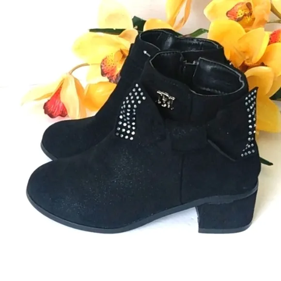 BADGLEY MISCHKA GIRLS BLACK MIRANDA ANKLE BOOTS SIZE 13 NWT