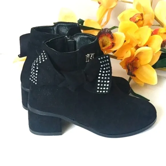 BADGLEY MISCHKA GIRLS BLACK MIRANDA ANKLE BOOTS SIZE 13 NWT