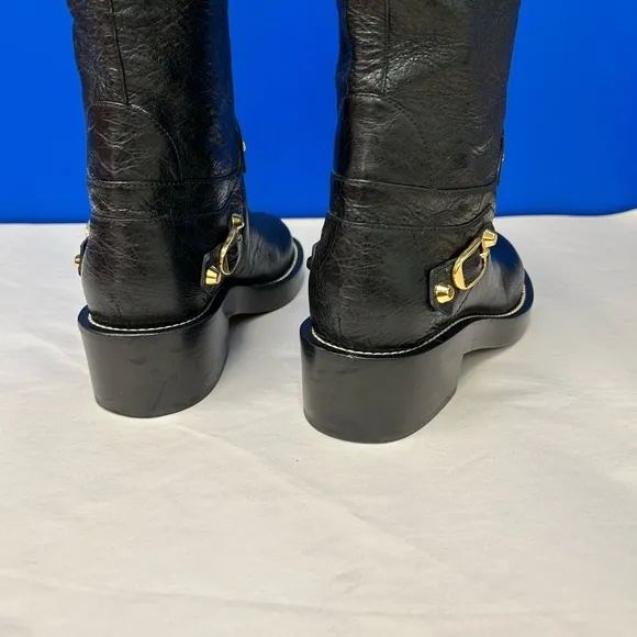 BALENCIAGA Black Leather Buckle Leather Ladies Boots EU 37/ US 7