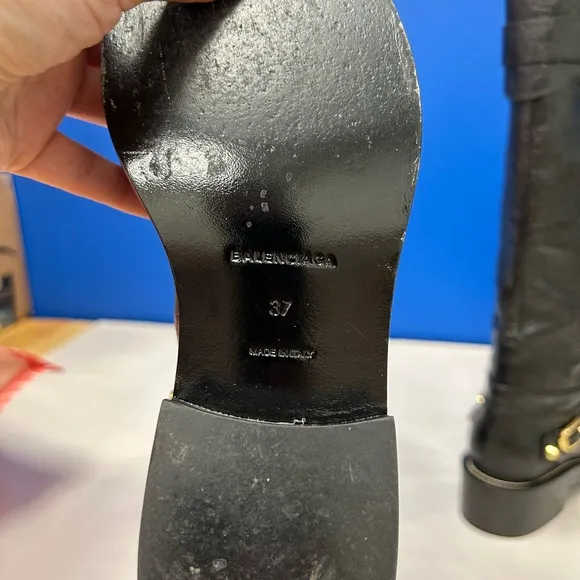 BALENCIAGA Black Leather Buckle Leather Ladies Boots EU 37/ US 7