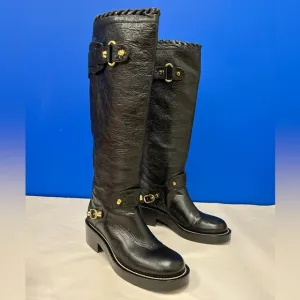 BALENCIAGA Black Leather Buckle Leather Ladies Boots EU 37/ US 7