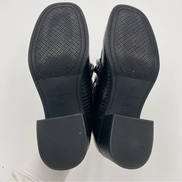 Bandolino Misha Croc Print Slip On Loafers Chunky Block Heeled Shoes Black 6.5