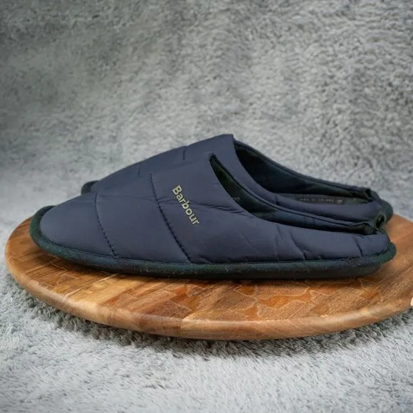 BARBOUR of England Navy Slippers Plaid Inner Men's Size 12 EUC