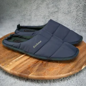 BARBOUR of England Navy Slippers Plaid Inner Men's Size 12 EUC