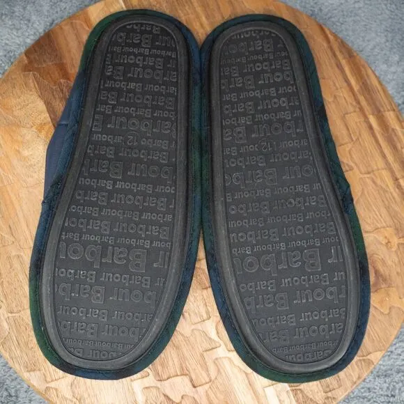 BARBOUR of England Navy Slippers Plaid Inner Men's Size 12 EUC