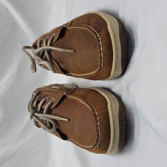 Bass &amp; co mens 11.5 Brown Loafer style anchor tan biege  lace ups nice Condition