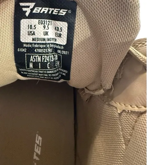 Bates Tactical Sport Mid Zip Composite Toe Work Safety Boot E03121 Men’s Sz 10.5
