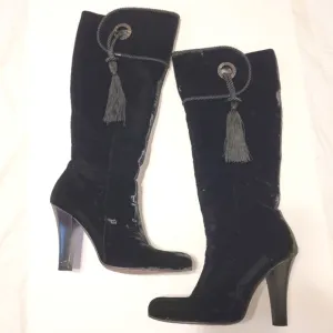 BCBG Maxazria velvet square toe boots sz 9B