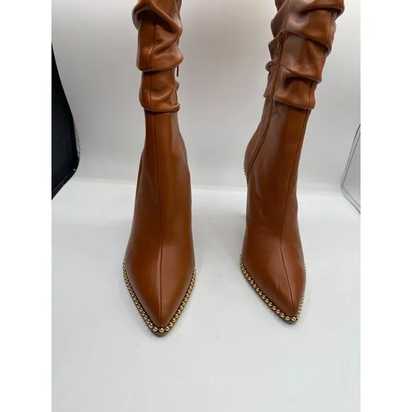 BCBGeneration Women's Brown Harbi Pointy Toe Genuine Leather Boots Size …
