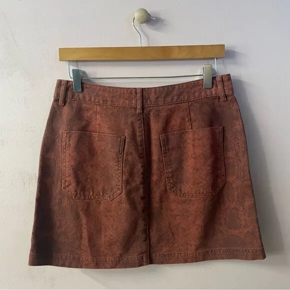 BDG Rust Snake Print Denim Mini Skirt
