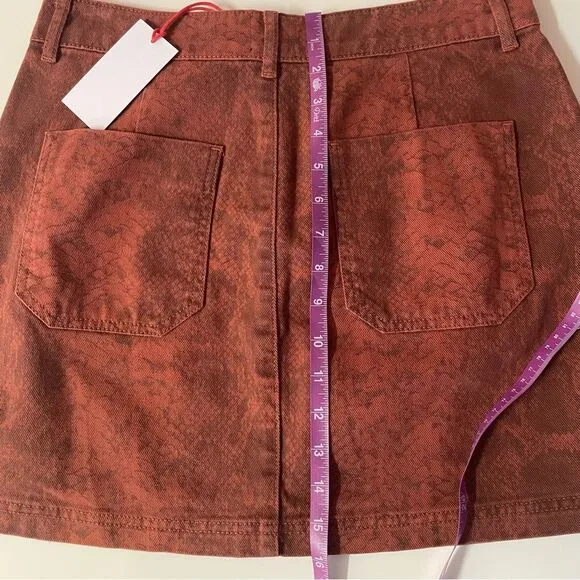 BDG Rust Snake Print Denim Mini Skirt