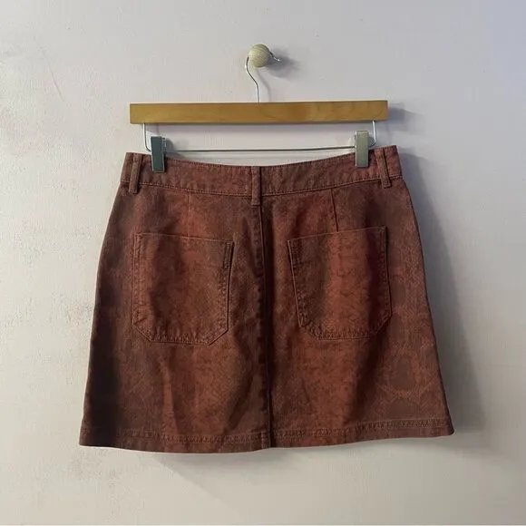 BDG Rust Snake Print Denim Mini Skirt