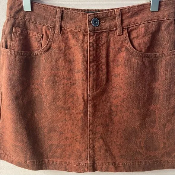 BDG Rust Snake Print Denim Mini Skirt