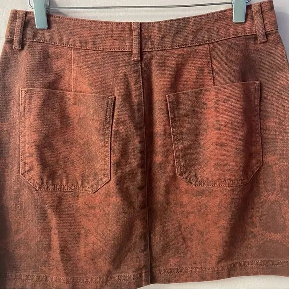 BDG Rust Snake Print Denim Mini Skirt