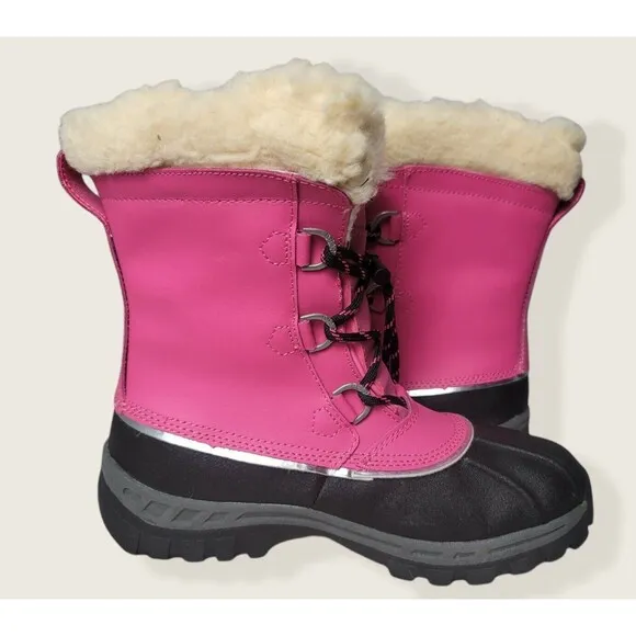 Bearpaw Kelly Youth Snow Boot US5 UK4 EU36 - Pink Fur Lined, Warm Ankle Boot