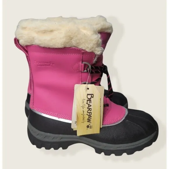 Bearpaw Kelly Youth Snow Boot US5 UK4 EU36 - Pink Fur Lined, Warm Ankle Boot