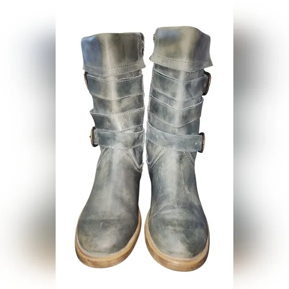 Bed Stu Foldover Distressed Leather Boots, Women's 9