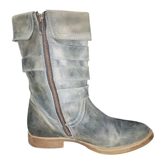 Bed Stu Foldover Distressed Leather Boots, Women's 9
