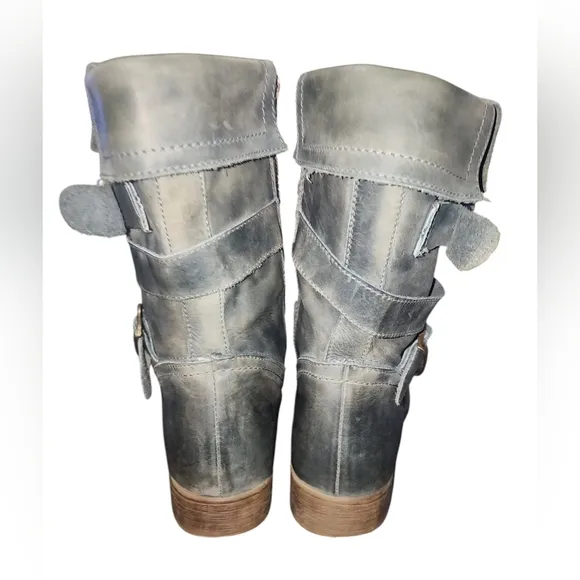 Bed Stu Foldover Distressed Leather Boots, Women's 9