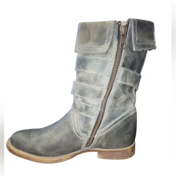 Bed Stu Foldover Distressed Leather Boots, Women's 9