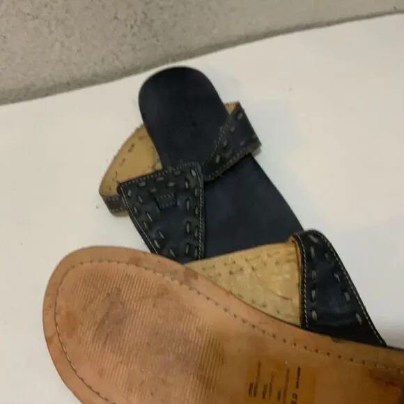 BED STU leather flip flops distressed black size 8